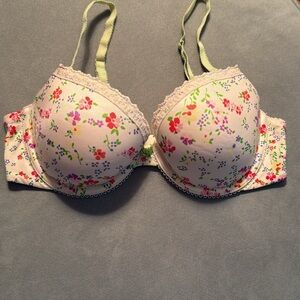 Aerie Floral Print Bra with Lace Trim 36c